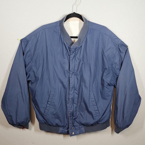 Vintage Reversible Bomber Jacket Mens Large Maroon White Blue Colorblock 80s 90s - Picture 4 of 5